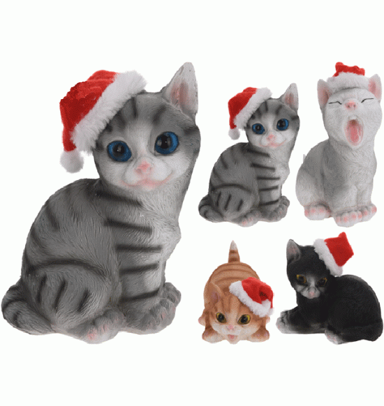 Декоративная статуэтка "Рождественский котенок"